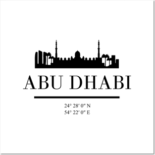 ABU DHABI UAE BLACK SILHOUETTE SKYLINE ART Posters and Art